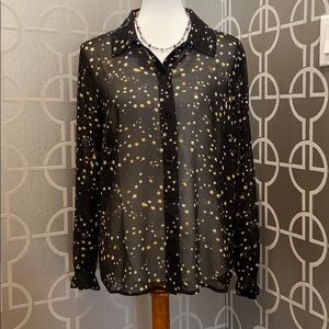 Cabi Galaxy Blouse Sheer Black Size Medium